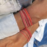 Coralfarbenes Armband peyote Technik – Bild 7