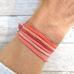 Coralfarbenes Armband peyote Technik – Bild 4