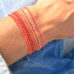 Sommerliche coralfarbene Häkel Armbänder – Bild 14