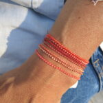 Sommerliche coralfarbene Häkel Armbänder – Bild 2