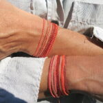 Sommerliche coralfarbene Häkel Armbänder – Bild 8