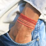 Sommerliche coralfarbene Häkel Armbänder – Bild 11