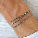Feines Häkel Armband mit Pyrit Steinchen (2mm) – Bild 9