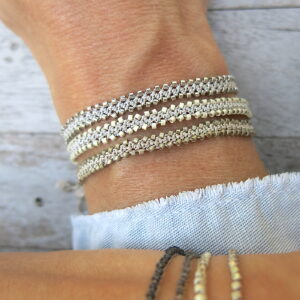 Häkel Armband im metallic look