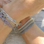 Häkel Armband metallic schimmernde Glasperlen – Bild 10