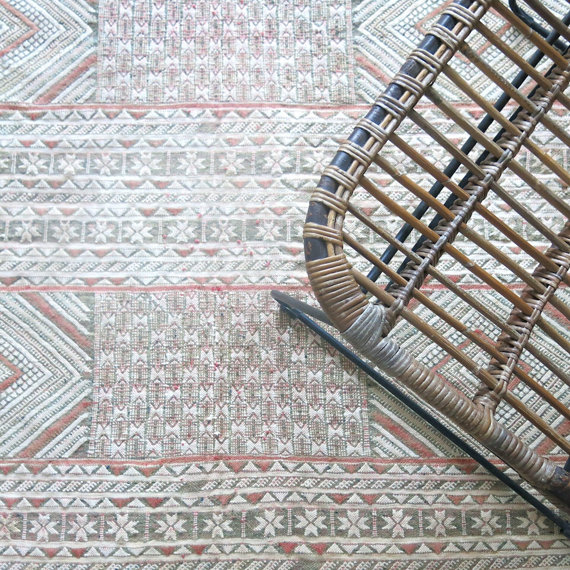 Kelim Teppich - rause-taupe-210-10 Kelim Teppich Marokko - 'Tiflet' - taupe-rose – Bild 1