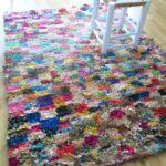 Vintage 'Boucherouite' Teppich - buntes Karomuster – Bild 7