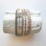 Häkel Armband mit feiner vergoldeter Kette mit Edelsteinen – Bild 11