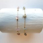 Häkel Armband mit feiner vergoldeter Kette mit Edelsteinen – Bild 6